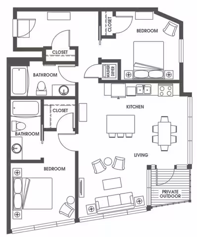 Two Bedroom Two Bath B7 301 floor plan